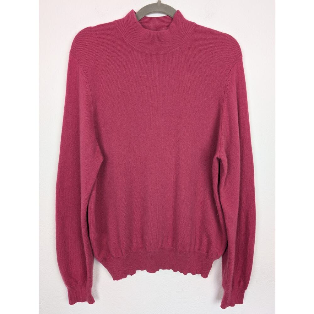 Charter Club Cashmere Sweater Knit Mock Neck Knit Magenta Purple Winter Size L